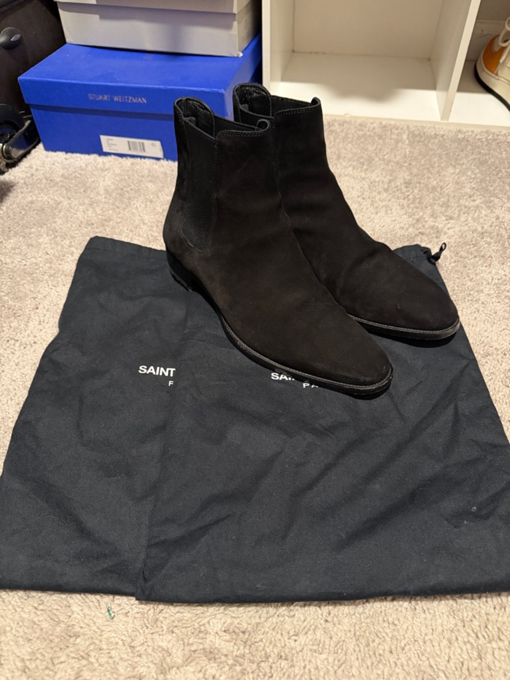 Saint Laurent Black Suede Chelsea Chukka Boots